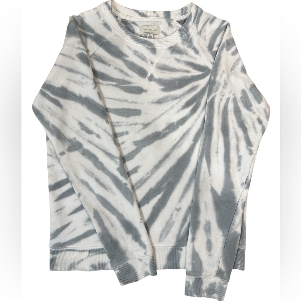 Lucky Brand 100% Cotton Gray Tie Dye Pullover Size Small